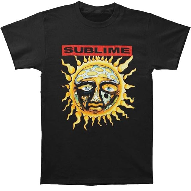 Sublime Sun Logo Mens T-shirt- Black / White / Blue - Black - Men's T-shirts
