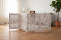 Suzani Hand Carved Wooden Foldable Safety Gate - White Wash - gate