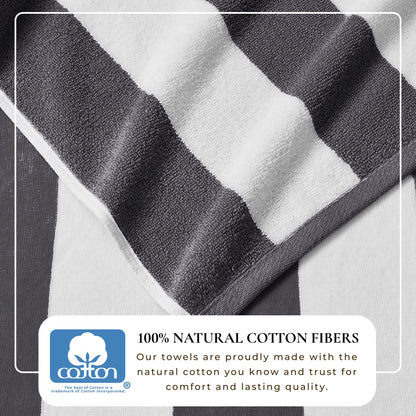Cotton Velour Cabana Stripe Beach Towel - Novia Collection - -
