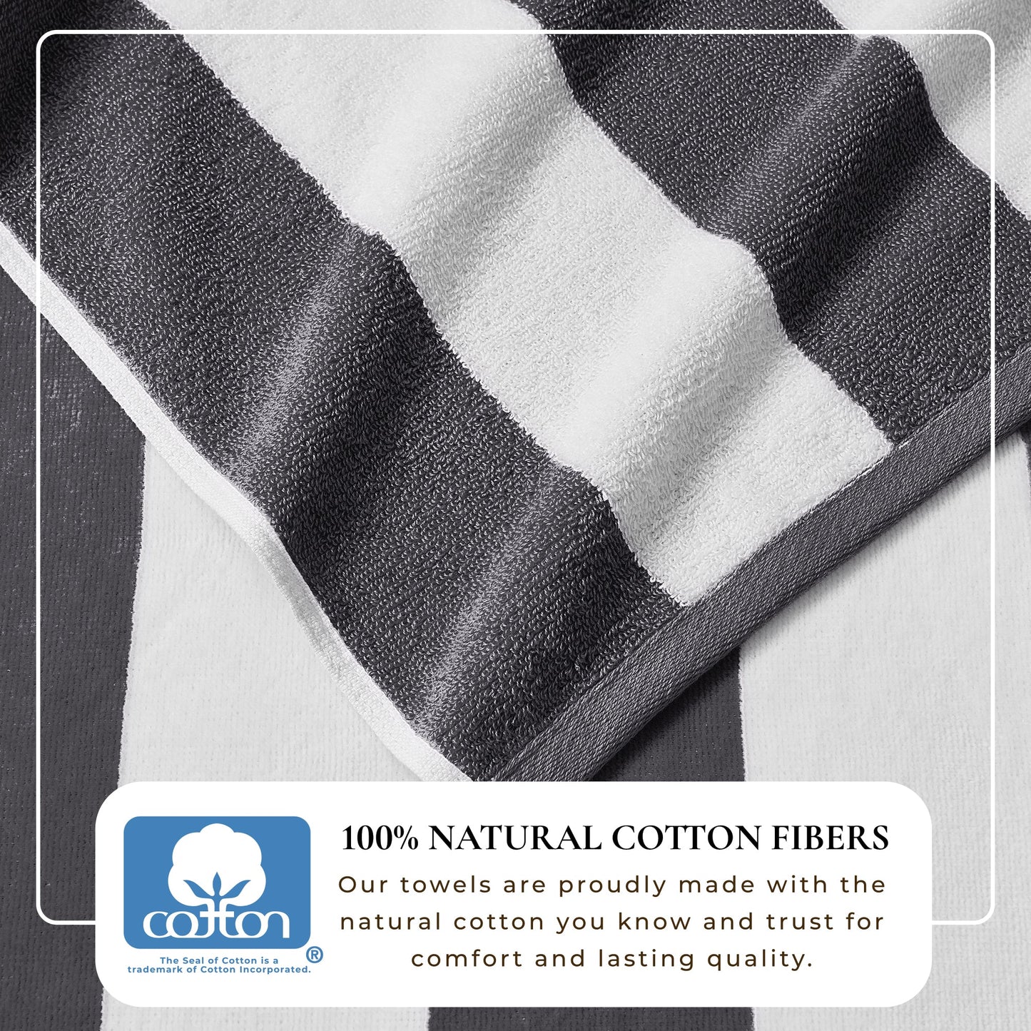 Cotton Velour Cabana Stripe Beach Towel - Novia Collection - -