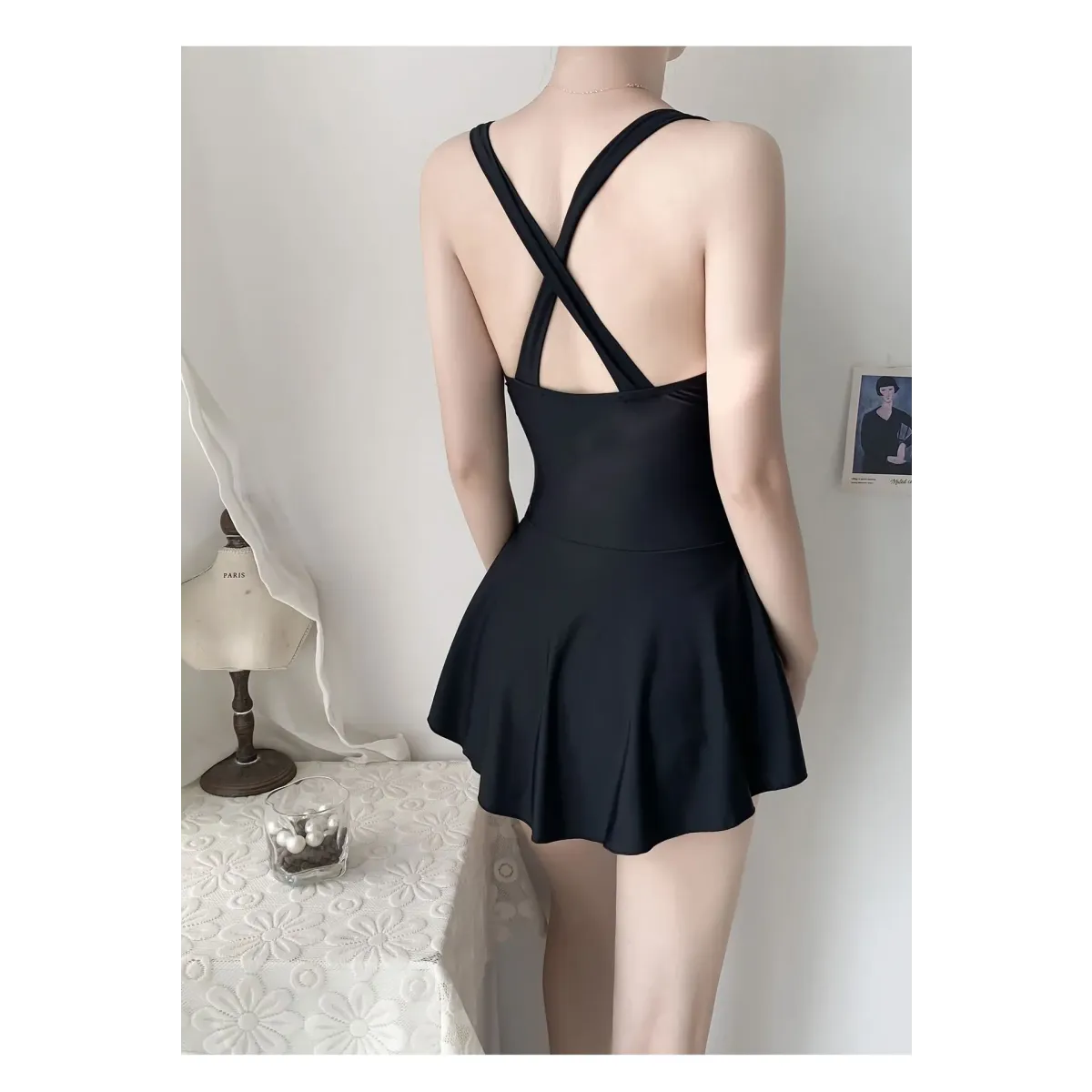 Pleated Cutout Swimsuit Dress – Korean Sexy Summer 2025 Swimwear - - Swimwear