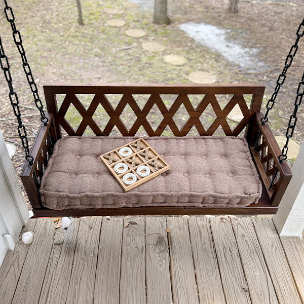 Brown Porch Swing with Cushion - - General