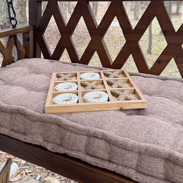 Brown Porch Swing with Cushion - - General