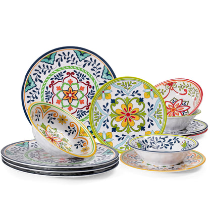 Talavera Melamine Dinnerware Set Service for 4 - - plate set