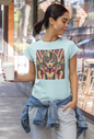 Retro Abstract Middle Fingers Slim Fit Graphic Tee - Light Blue - Slim Fit Graphic Tee