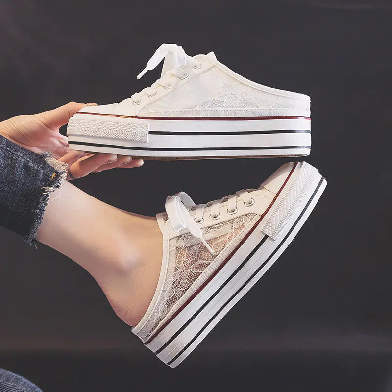 Women's Thick-Soled Breathable Canvas Sneakers - Kia Day Design