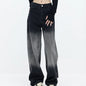 High Waist Black Washed Gradient Straight Leg Jeans - Gradient Color - jeans