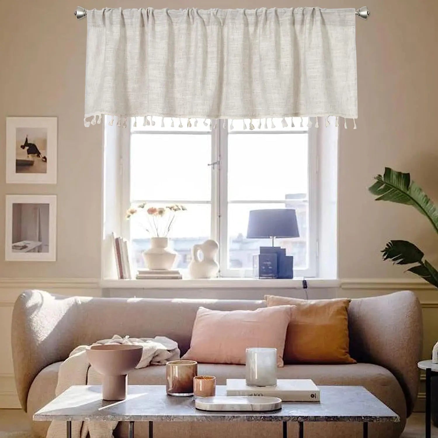 Beige Solid Color Half Curtain - Kia Day Design