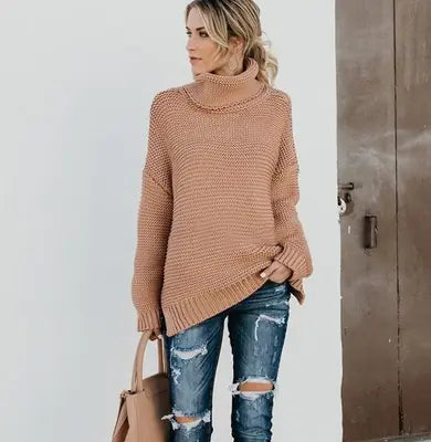 Women's Chunky Knit High Neck Sweater