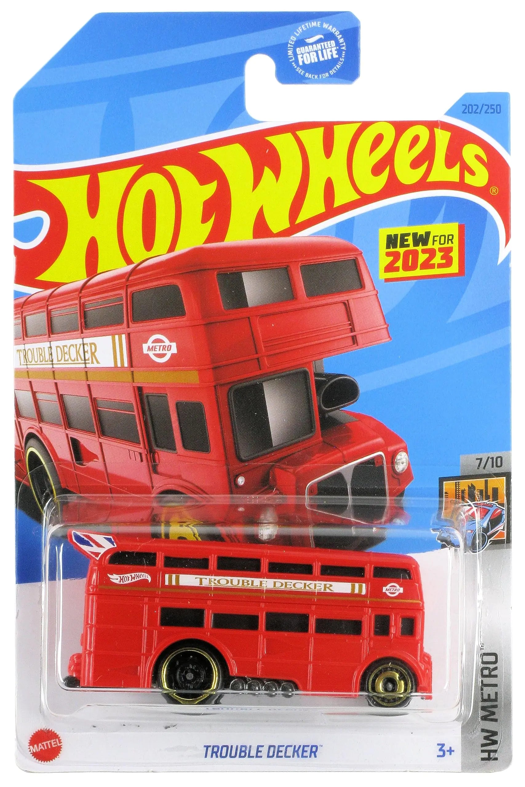 Hot Wheels 2023#202/250 HW Metro #7/10 Double-Decker Drag Bus Trouble Decker - -
