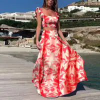 Floral Sleeveless Dress Two-Piece Set - - dress