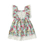 Girls Summer Off-Shoulder Floral Lace Dress - Green 90 Yards - dress