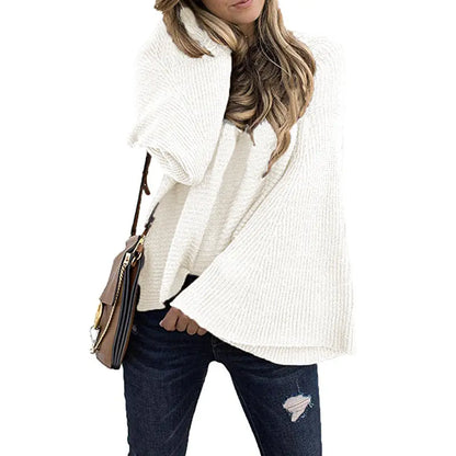 Loose Fit Batwing Sweater with Flared Sleeves