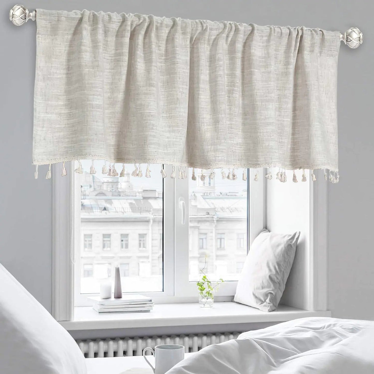 Beige Solid Color Half Curtain - Kia Day Design