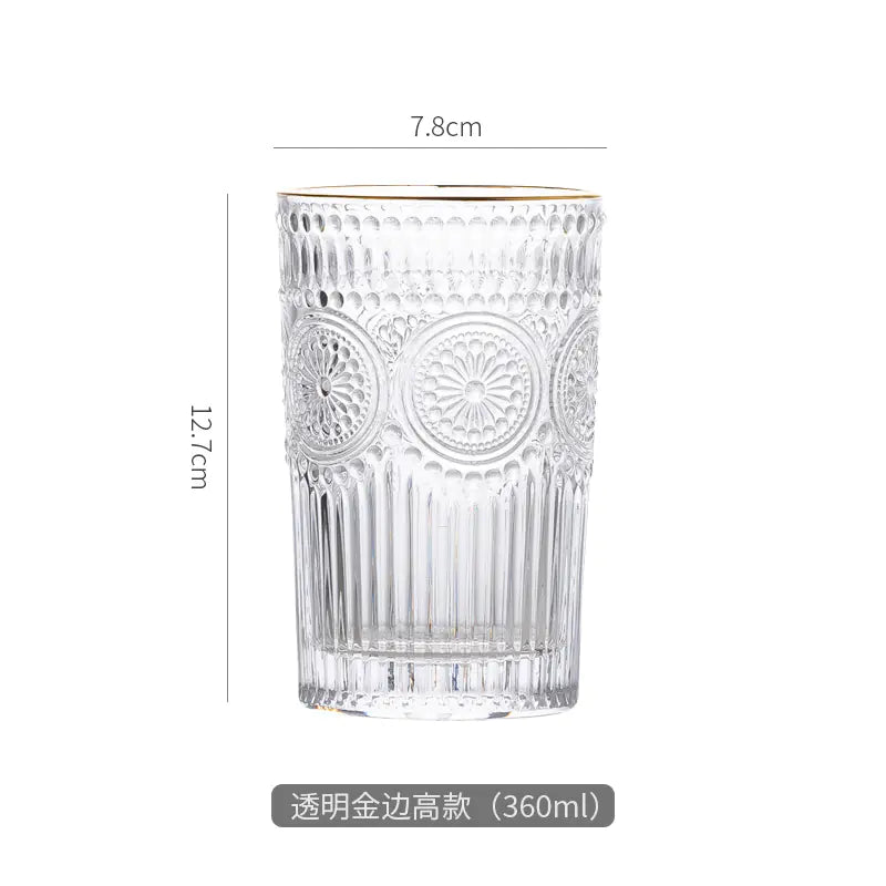 Embossed Sunflower Glass Mug - Scandinavian Style Drinkware Kia Day Design