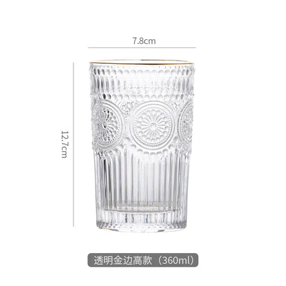 Embossed Sunflower Glass Mug - Scandinavian Style Drinkware Kia Day Design