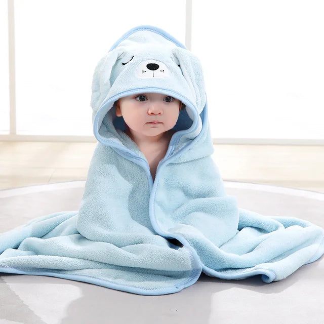 Animal Baby Hooded Bath Towels - Blue Dog - baby towel