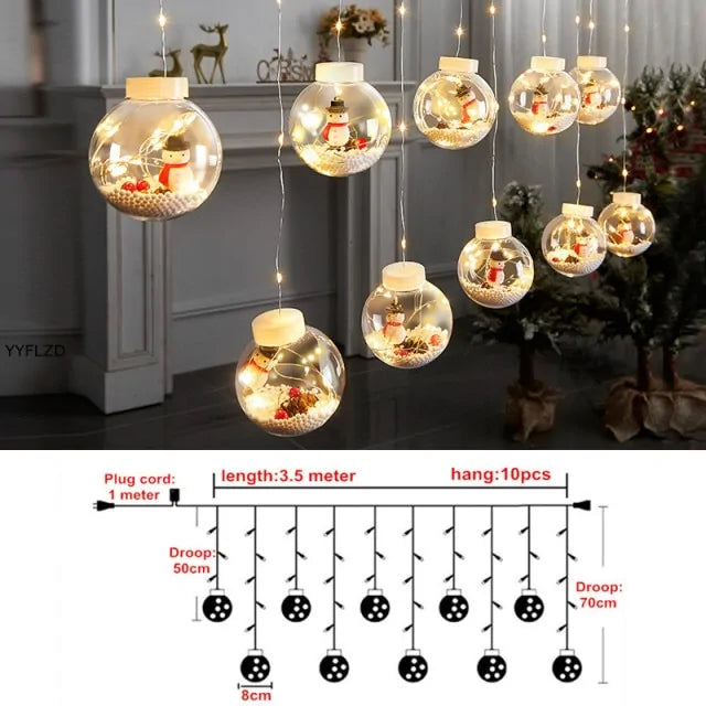 Curtain String Light Ball Santa Claus