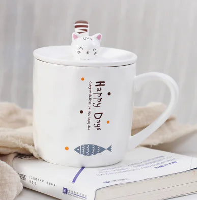 Cute Cat Ceramic Mug - Creative Cartoon Coffee Cup - 3 - Mug