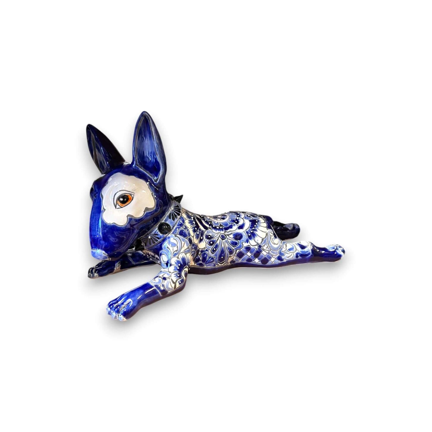 Talavera Bull Terrier Statue Hand-Painted Colorful Dog Sculpture - - Talavera Statue