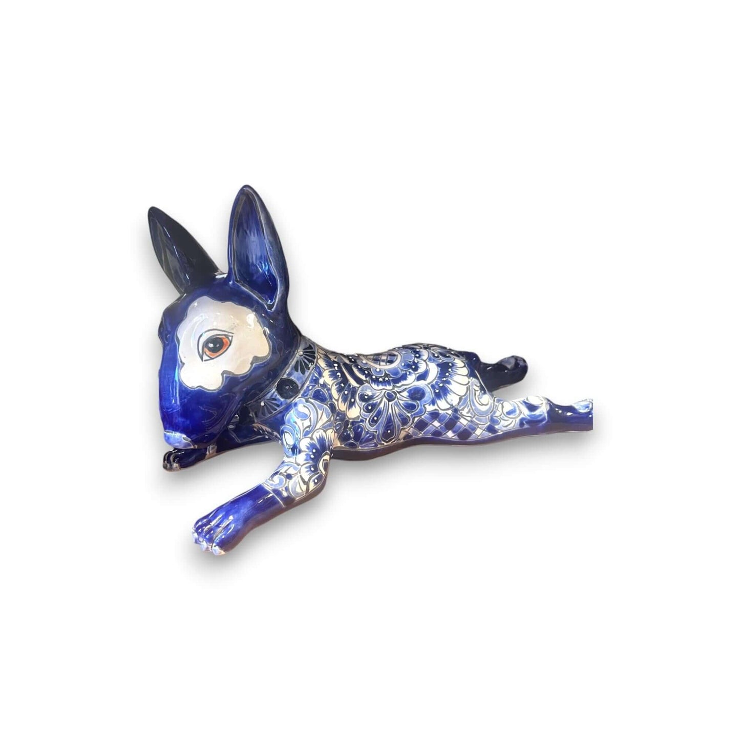 Talavera Bull Terrier Statue Hand-Painted Colorful Dog Sculpture - - Talavera Statue