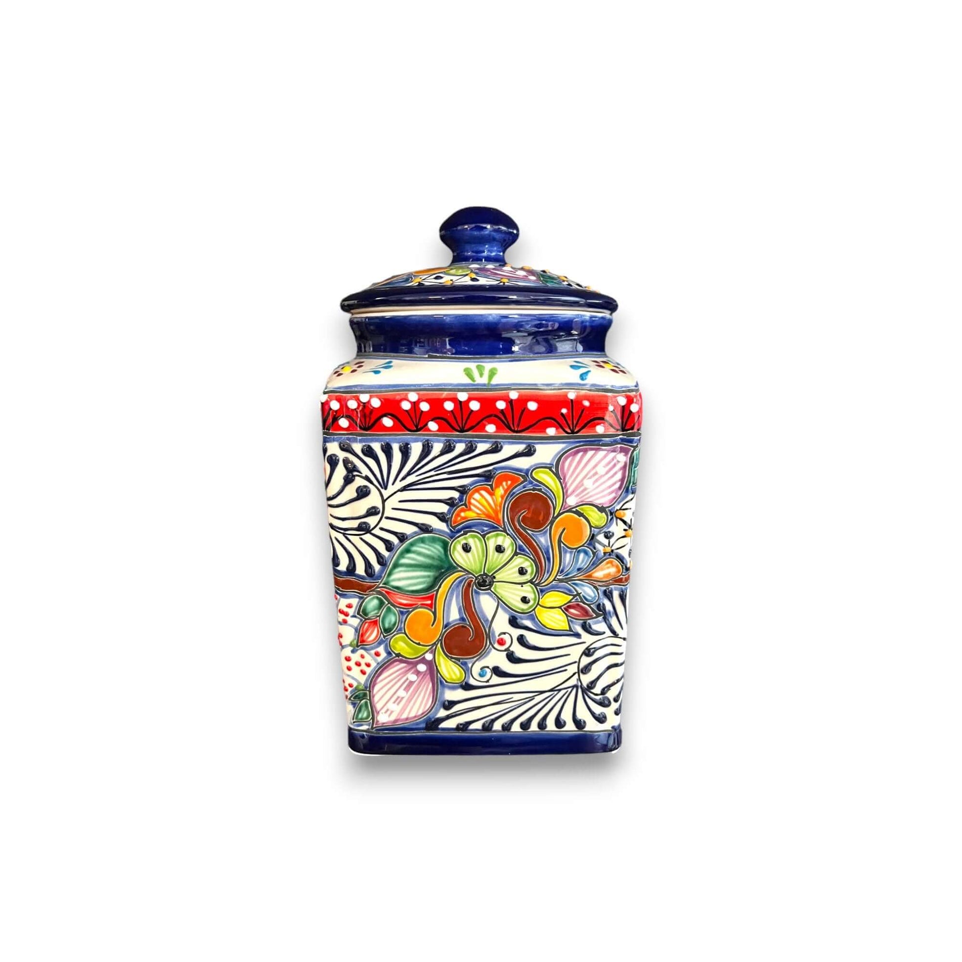 Talavera Canister Set Dark Blue Mexican Kitchen Storage Jars - - Talavera Canister Set