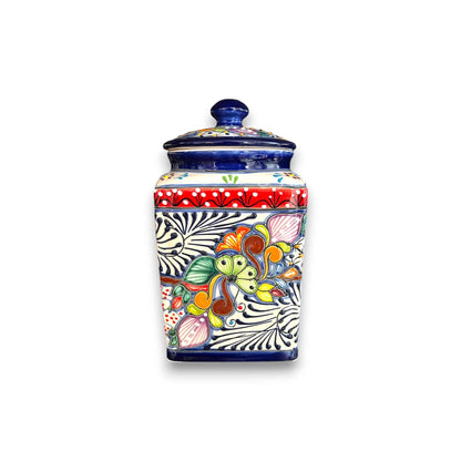Talavera Canister Set Dark Blue Mexican Kitchen Storage Jars - - Talavera Canister Set