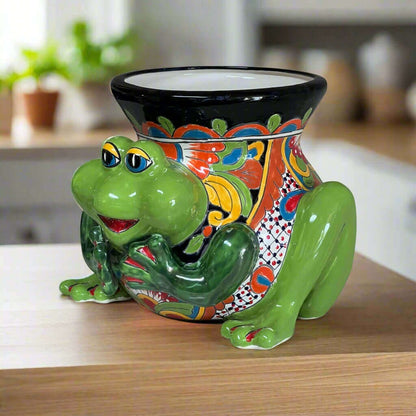 Talavera Frog Planter Colorful Hand-Painted Mexican Ceramic Pot - - Talavera Planter