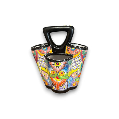 Talavera Utensil Holder Hand-Painted Mexican Kitchen Organizer - - Talavera Utensil Holder