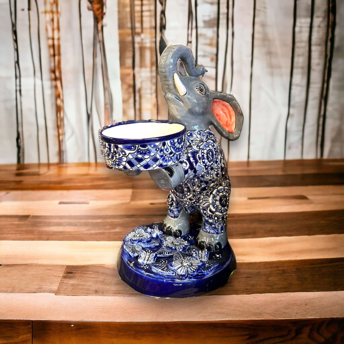 Talavera Elephant Planter Hand-Painted Ceramic Art - - Talavera Planter