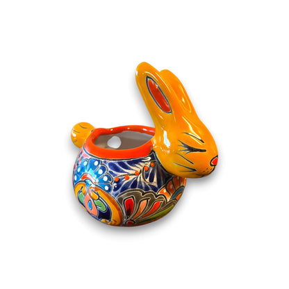 Talavera Rabbit Planter Handmade Mexican Bunny Pot - - Talavera Figurine