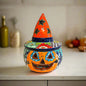 Talavera Jack-o'-Lantern Mexican Pumpkin with Witches Hat - - Talavera Statue