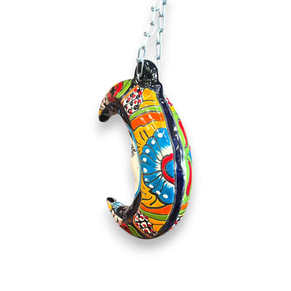 Talavera Crescent Moon Face Hanging Mexican Wall Art - - Talavera Wall Art