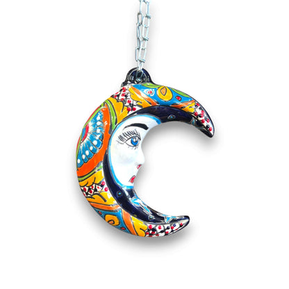 Talavera Crescent Moon Face Hanging Mexican Wall Art - - Talavera Wall Art