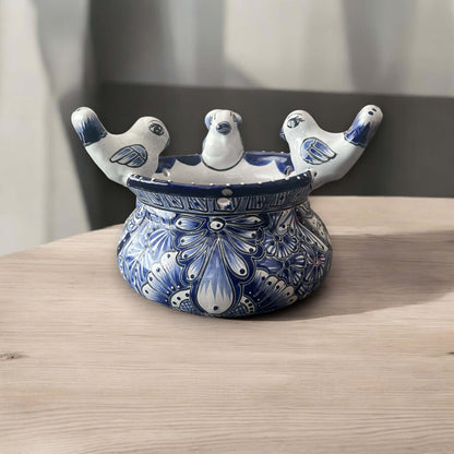 Small Talavera Hanging Planter with Birds | Handmade Ceramic Pot- The Talavera Hub- {{Product type}}