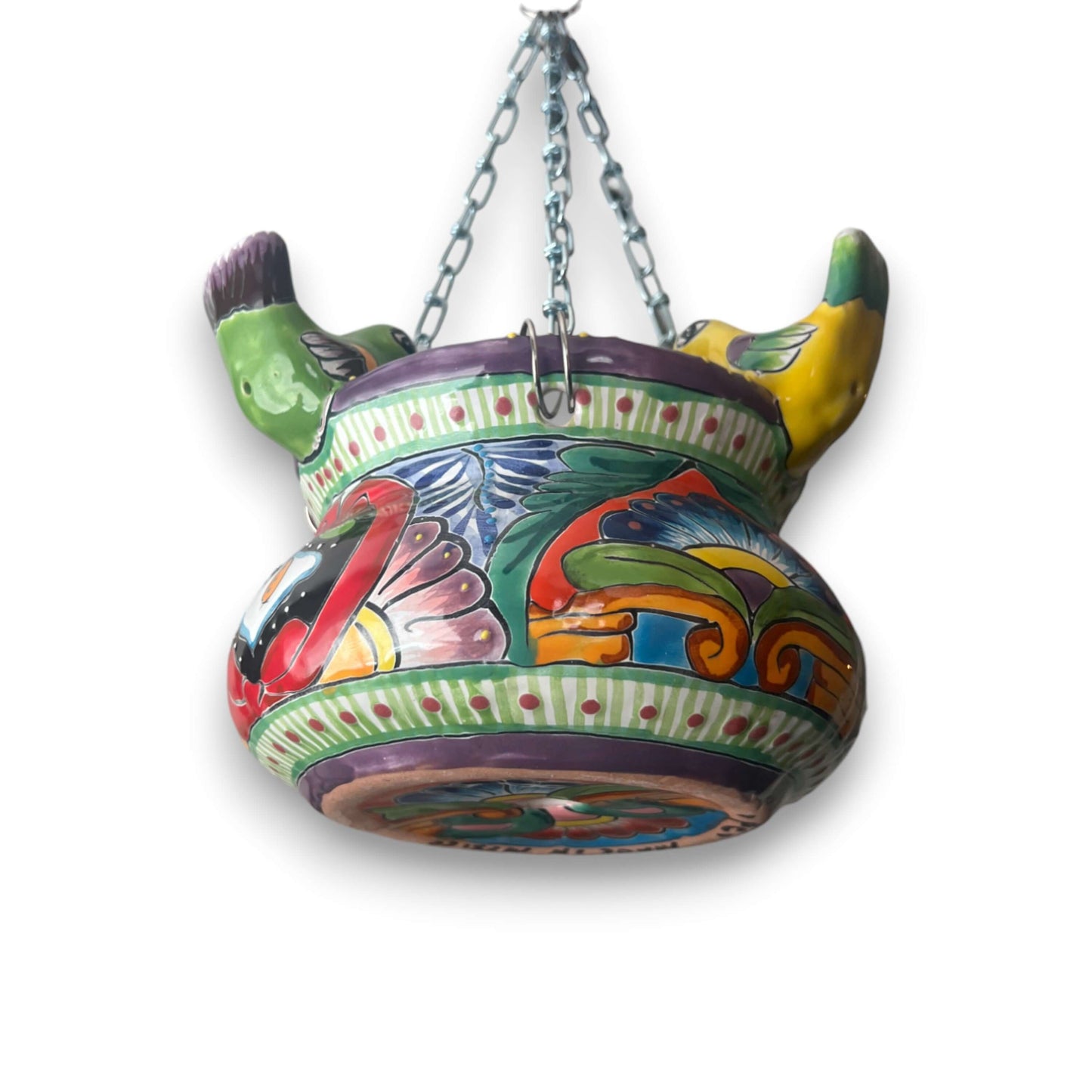 Small Talavera Hanging Planter with Birds | Handmade Ceramic Pot- The Talavera Hub- {{Product type}}