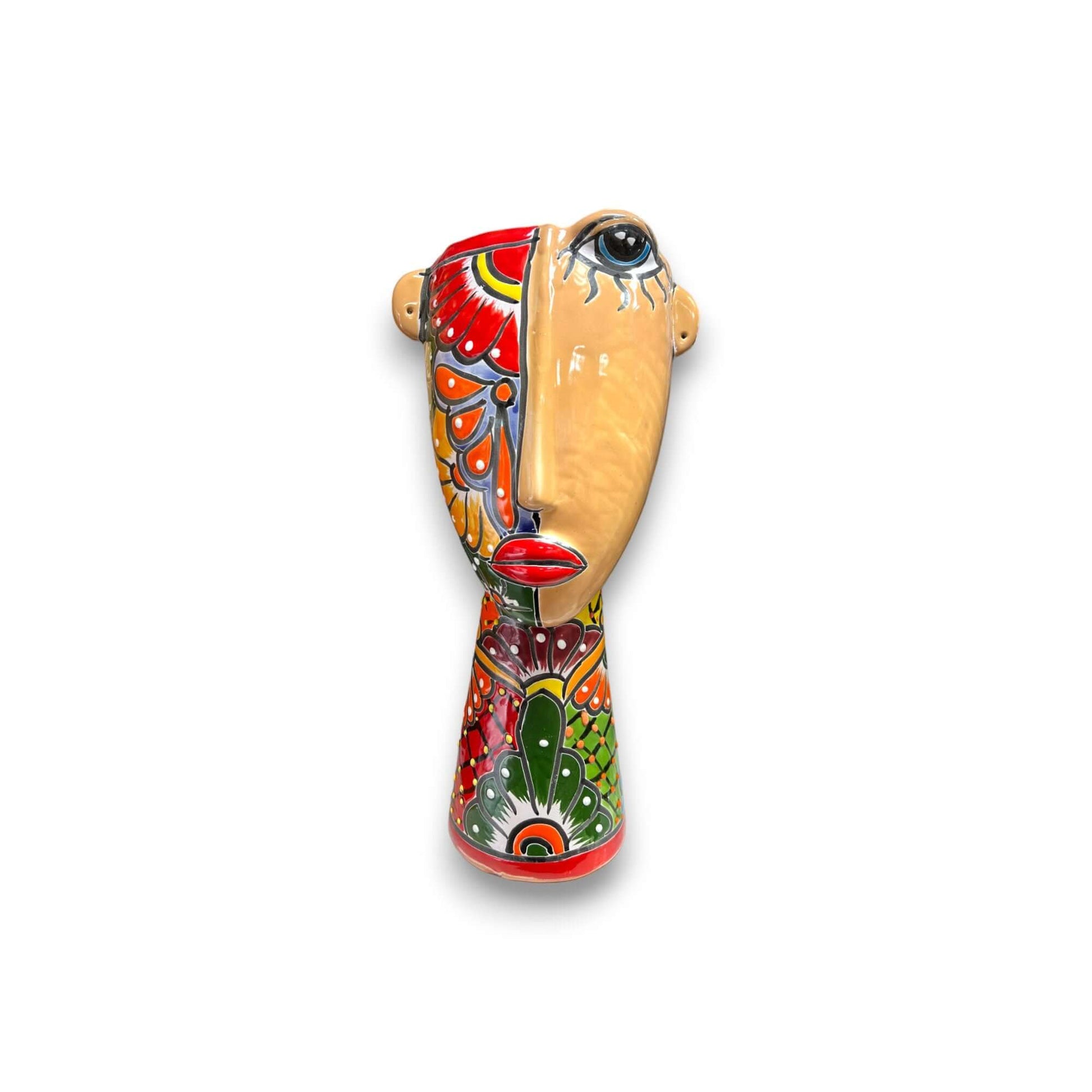 Talavera Lady Planter Handmade Mexican Folk Art - - Talavera Planter
