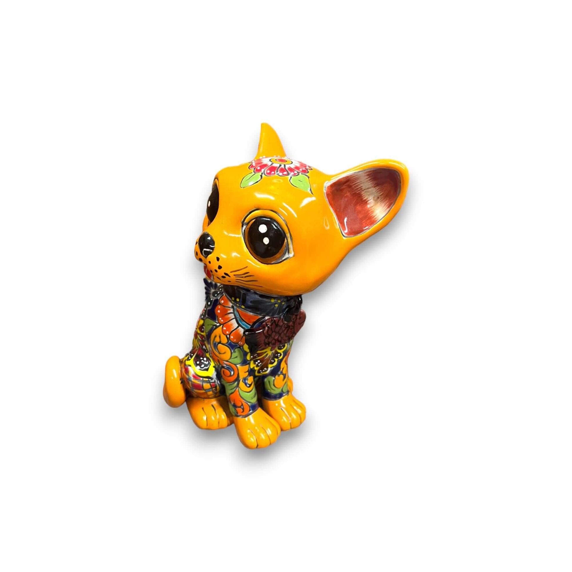 Talavera Cat Statue Hand-Painted Mexican Folk Art Figurine - - Talavera Statue