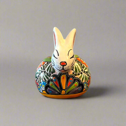 Talavera Rabbit Planter Handmade Mexican Bunny Pot - - Talavera Figurine