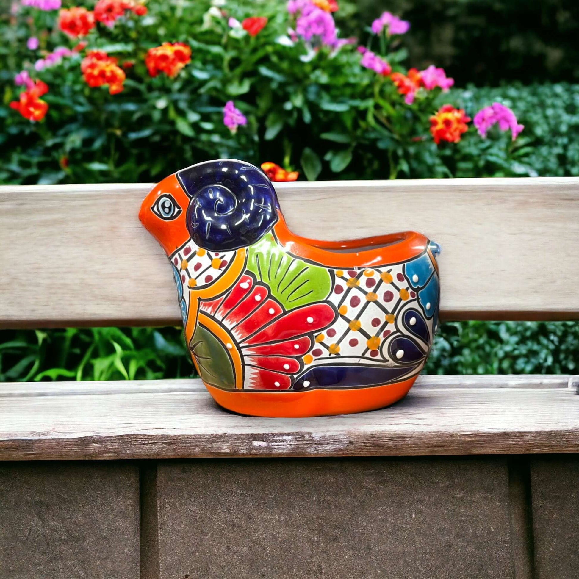 Talavera Ram Planter Colorful Mexican Sheep Ceramic Pot - - Talavera Planter