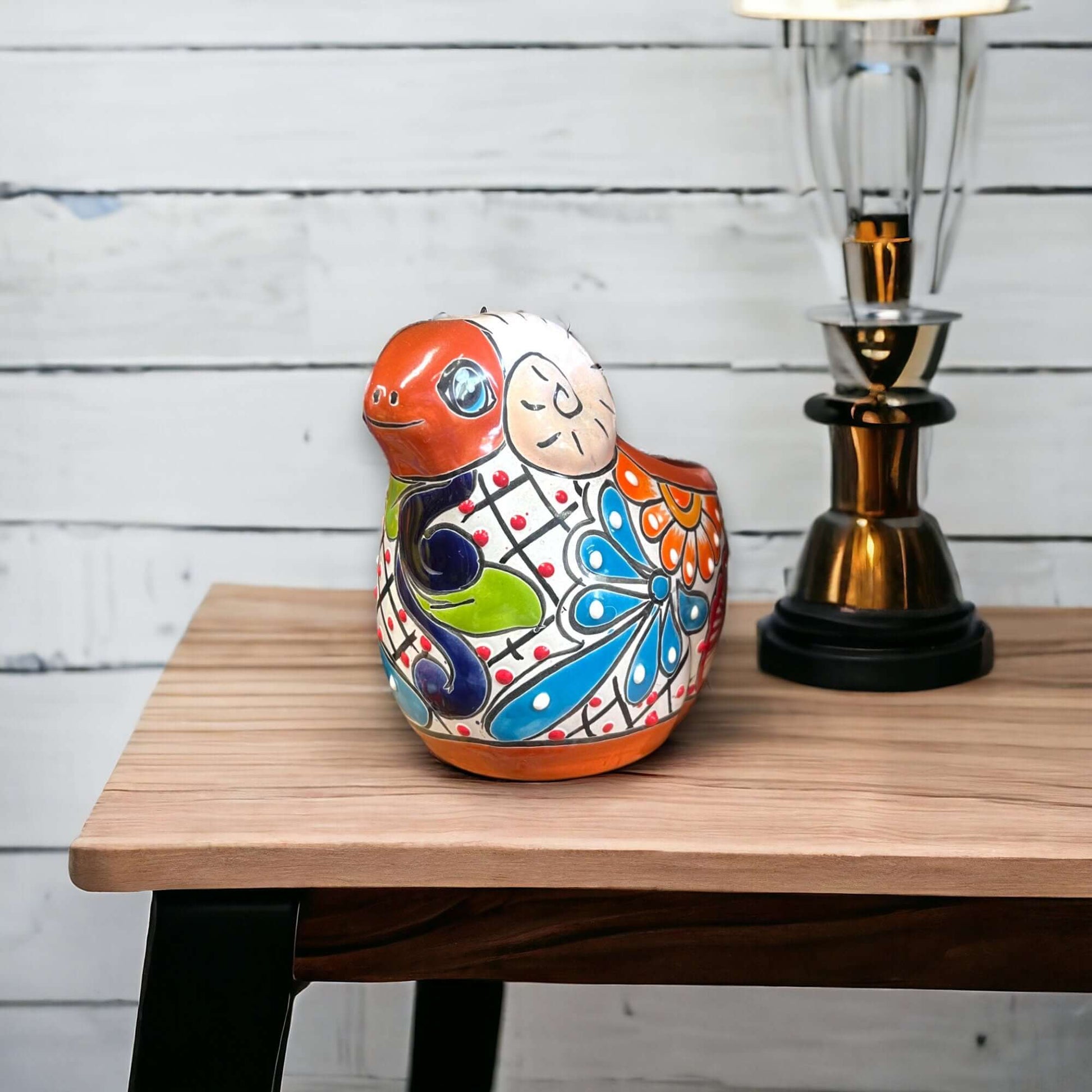 Talavera Ram Planter Colorful Mexican Sheep Ceramic Pot - - Talavera Planter
