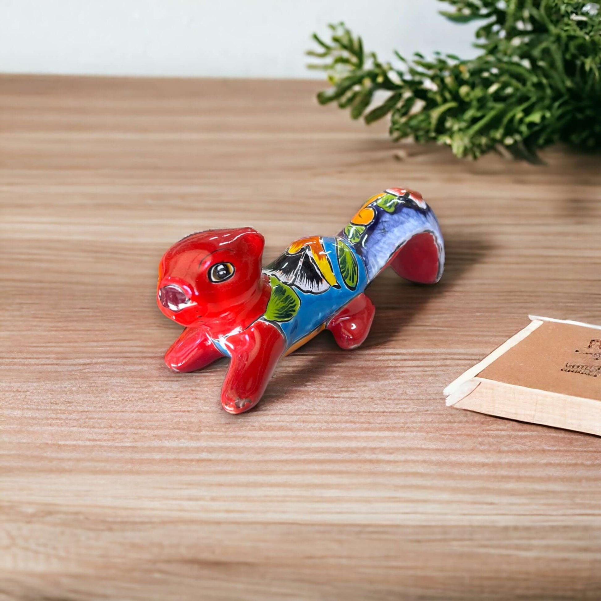 Talavera Squirrel Statue Colorful Hand-Painted Mexican Figurine - - Talavera Statue