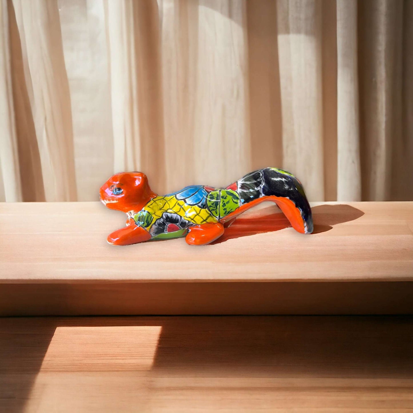 Talavera Squirrel Statue Colorful Hand-Painted Mexican Figurine - - Talavera Statue