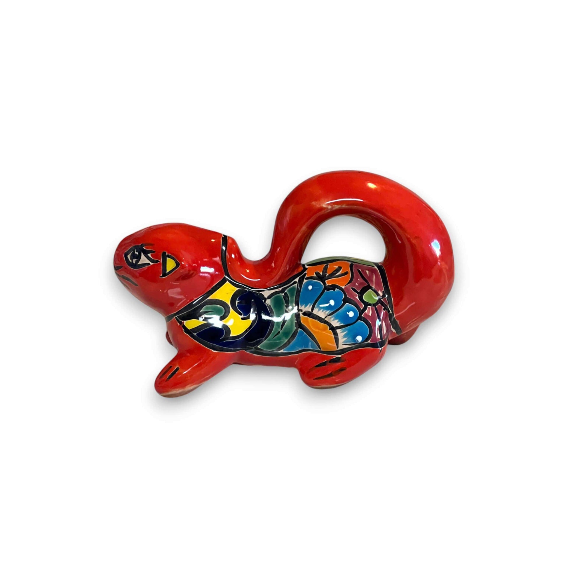 Talavera Squirrel Statue Colorful Hand-Painted Mexican Figurine - - Talavera Statue