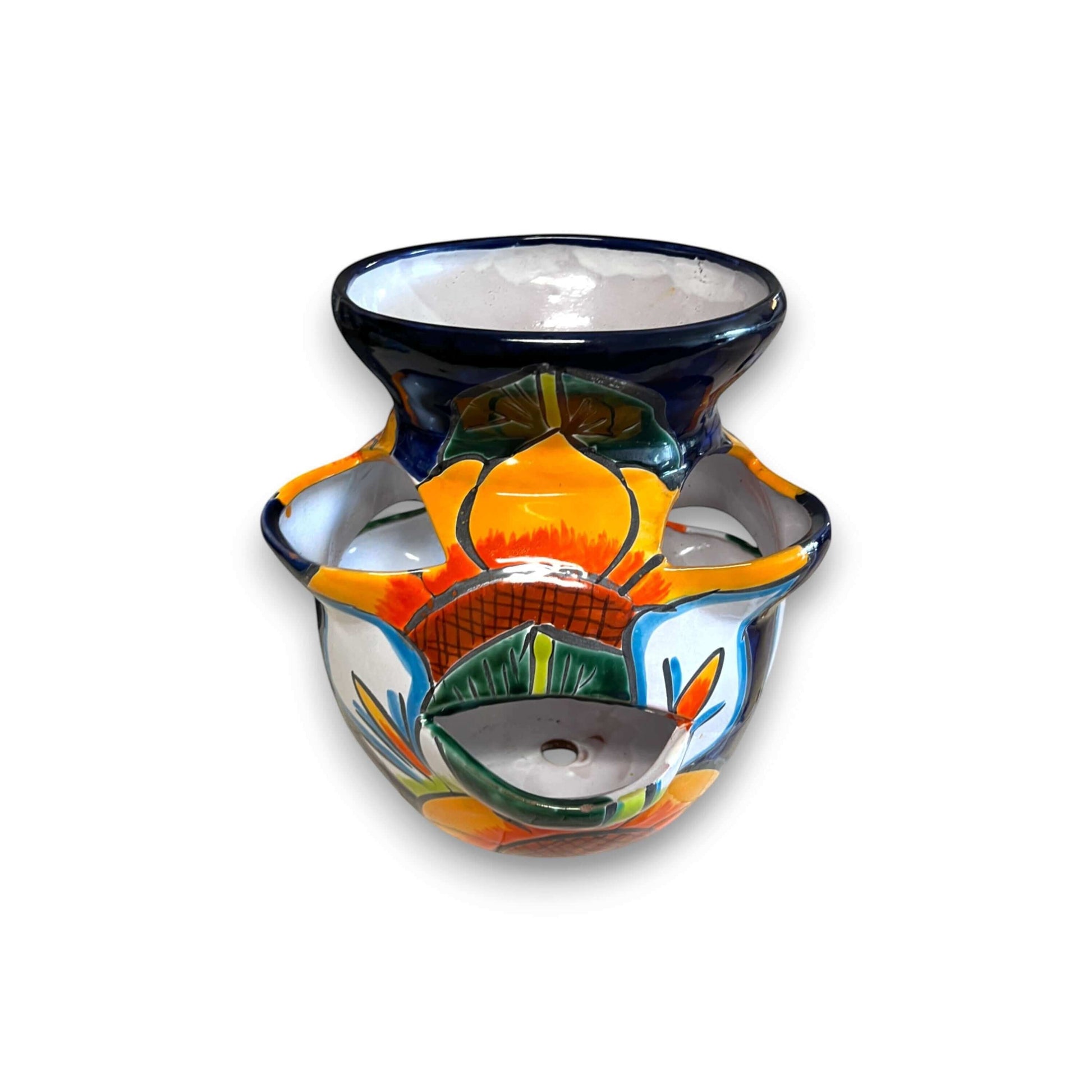 Talavera Strawberry Planter Sunflower Lily Design - - Talavera Planter