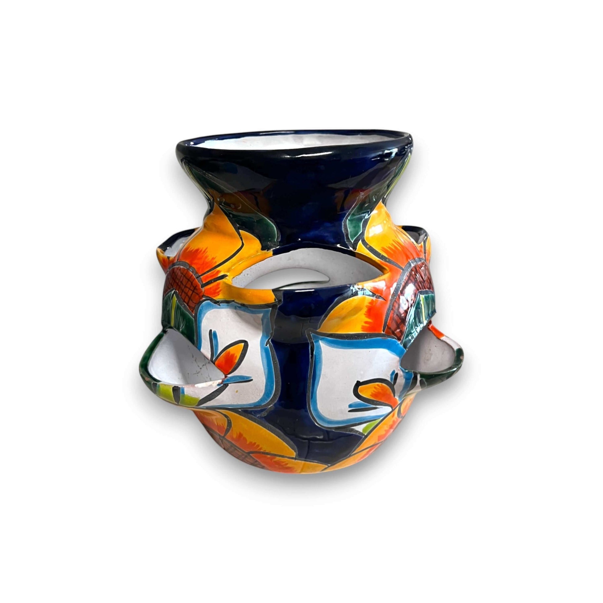 Talavera Strawberry Planter Sunflower Lily Design - - Talavera Planter