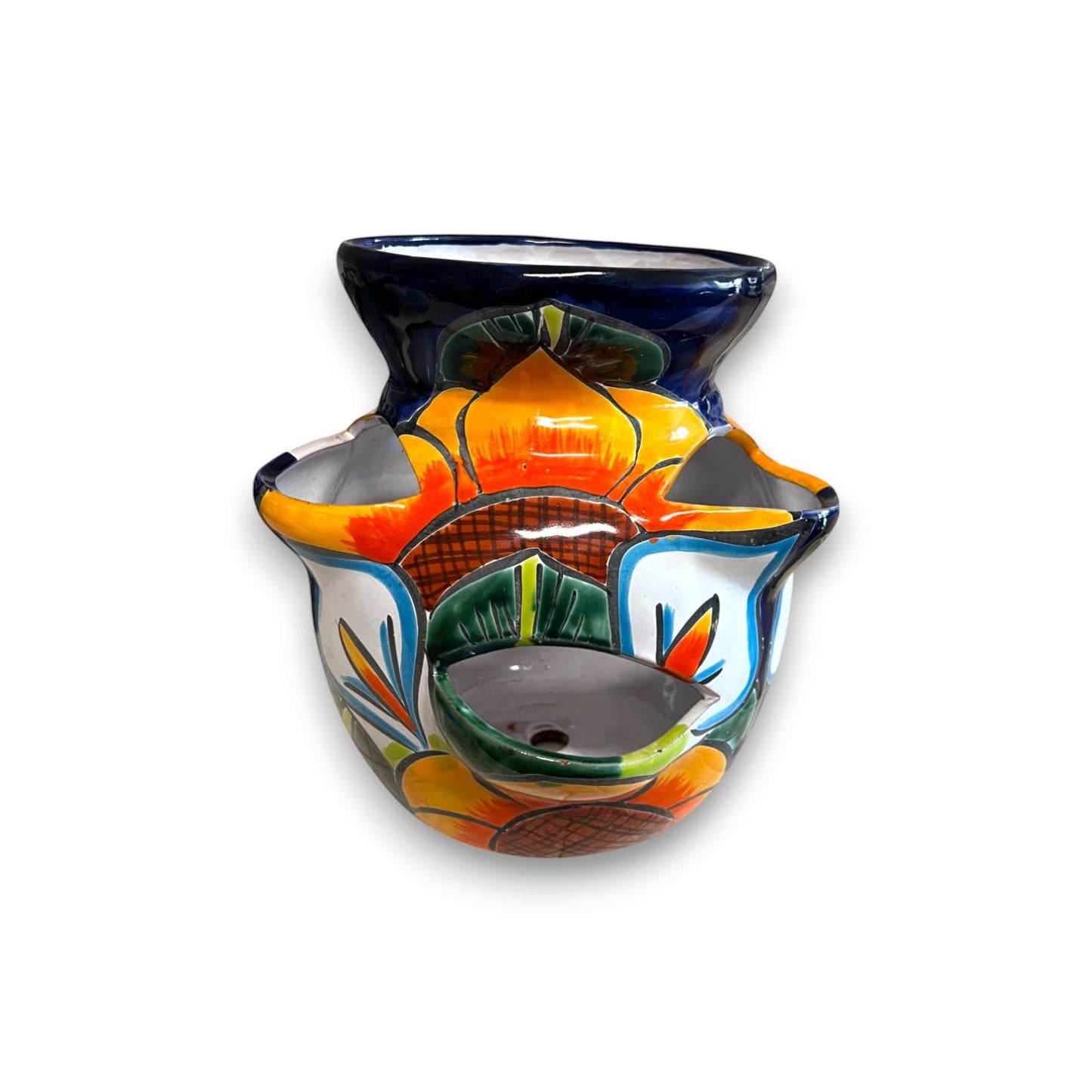 Talavera Strawberry Planter Sunflower Lily Design - - Talavera Planter