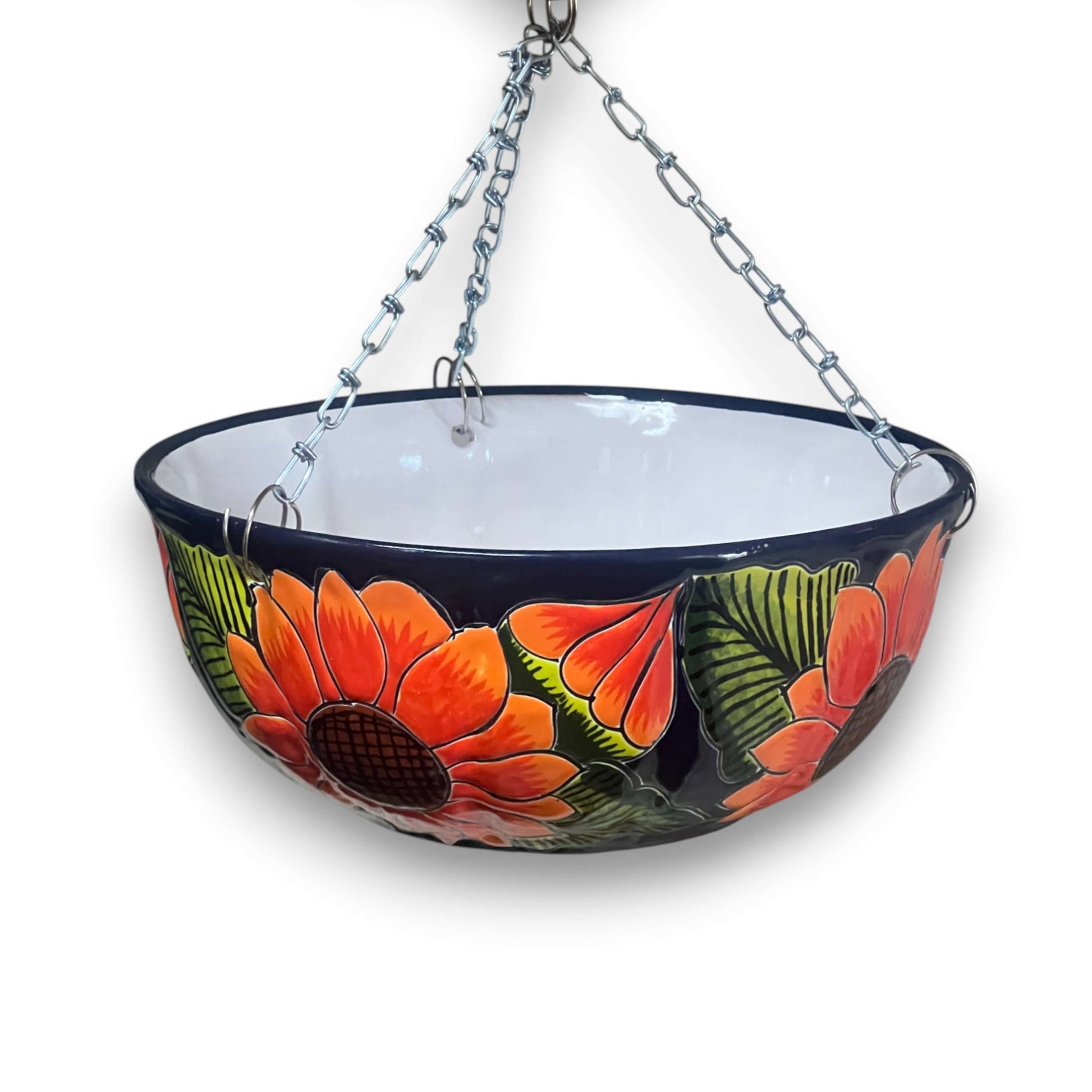 Vibrant Talavera Sunflower Hanging Planter Artisan Pot - - Talavera Flower Pot