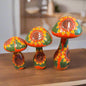 Talavera Mushroom Trio Hand-Painted Sunflower Garden Decor - - Talavera Statue