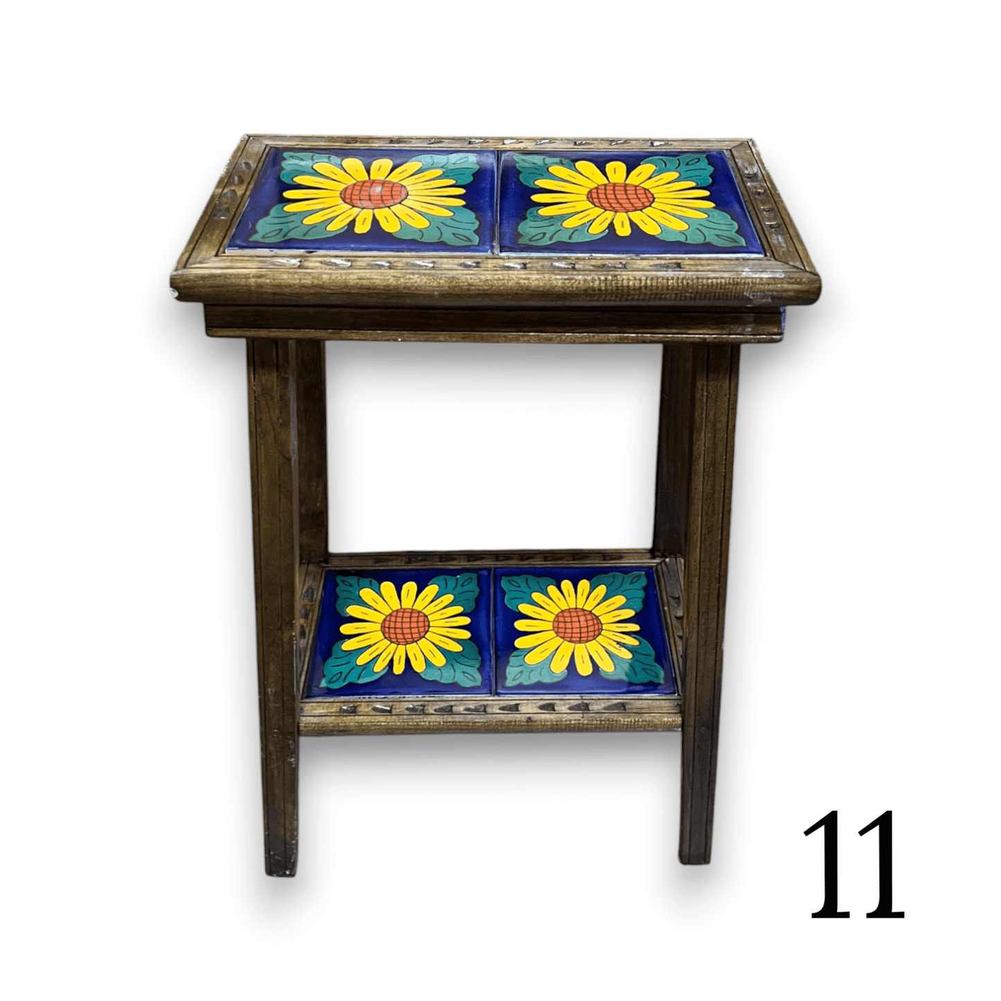 Talavera Tile End Table | Handmade Mexican Wood Accent Furniture- The Talavera Hub- {{Product type}}
